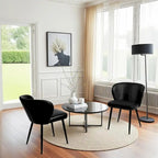 Chaises de salle à manger en similicuir noir, style Mid-Century, lot de 2