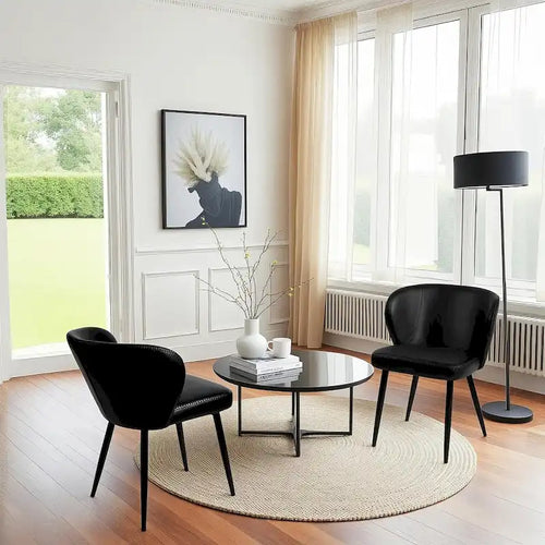 Chaises de salle à manger en similicuir noir, style Mid-Century, lot de 2