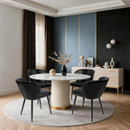Chaises de salle à manger en similicuir noir, style Mid-Century, lot de 2