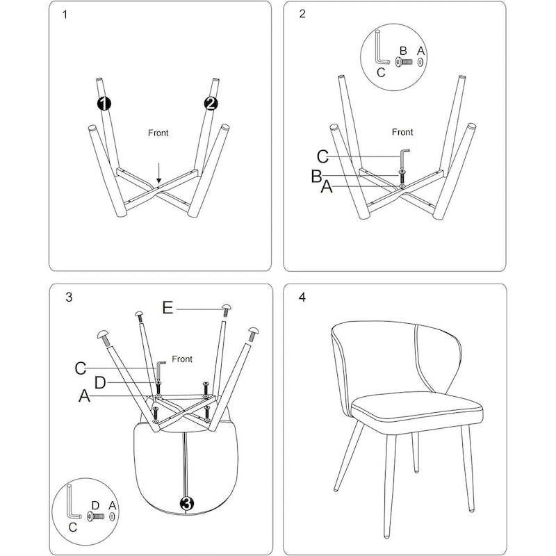 Chaises de salle à manger en similicuir noir, style Mid-Century, lot de 2