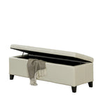 Banc de rangement ottoman ivoire et noir, similicuir, 2 places