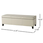 Banc de rangement ottoman ivoire et noir, similicuir, 2 places