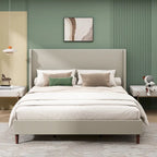 Lit plateforme en lin beige, très grand, capacité de 227 kg