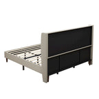 Lit plateforme en lin beige, très grand, capacité de 227 kg