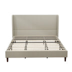 Lit plateforme en lin beige, très grand, capacité de 227 kg
