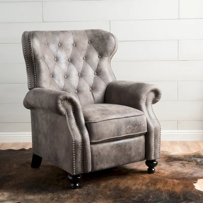 Fauteuil inclinable gris capitonné une place