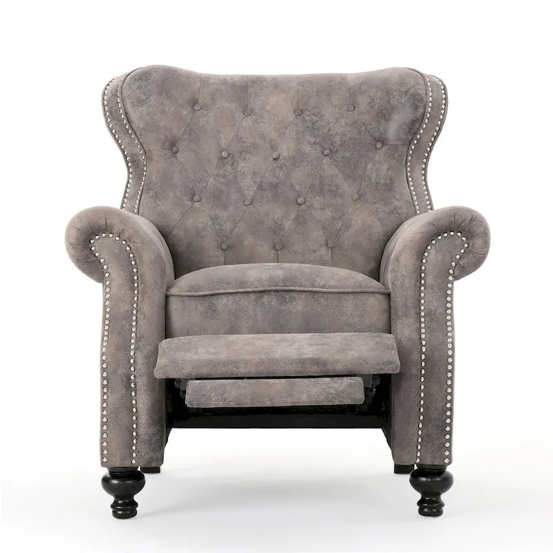 Fauteuil inclinable gris capitonné une place
