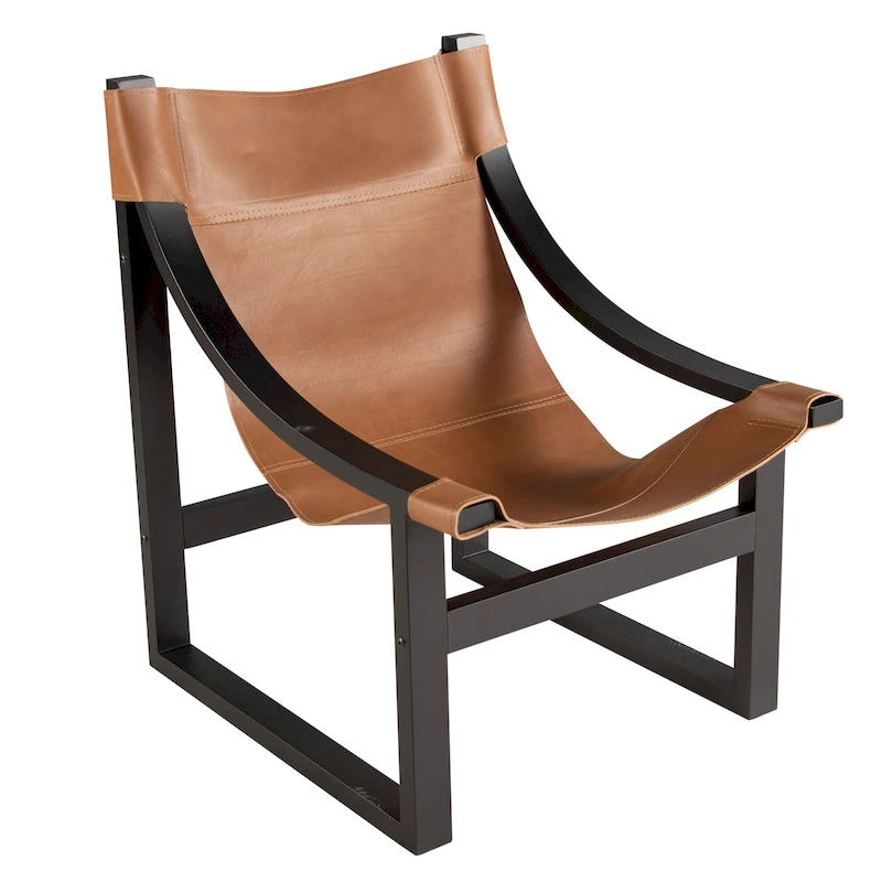 Fauteuil inclinable accent, cuir et chêne, pour 1 personne – naturel/bleu cobalt/noir