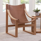 Fauteuil inclinable accent, cuir et chêne, pour 1 personne – naturel/bleu cobalt/noir