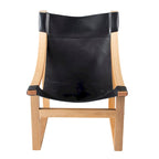 Fauteuil inclinable accent, cuir et chêne, pour 1 personne – naturel/bleu cobalt/noir