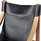 Fauteuil inclinable accent, cuir et chêne, pour 1 personne – naturel/bleu cobalt/noir