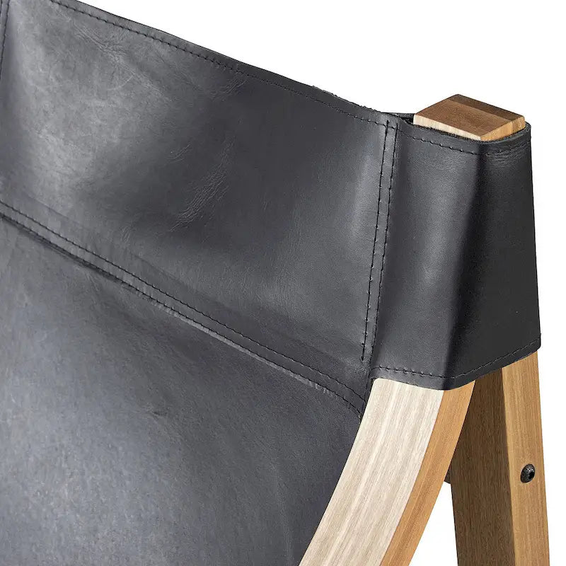 Fauteuil inclinable accent, cuir et chêne, pour 1 personne – naturel/bleu cobalt/noir