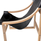 Fauteuil inclinable accent, cuir et chêne, pour 1 personne – naturel/bleu cobalt/noir