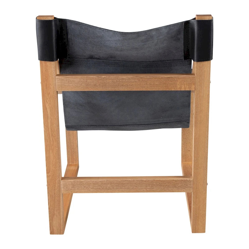 Fauteuil inclinable accent, cuir et chêne, pour 1 personne – naturel/bleu cobalt/noir