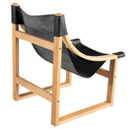 Fauteuil inclinable accent, cuir et chêne, pour 1 personne – naturel/bleu cobalt/noir