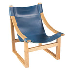 Fauteuil inclinable accent, cuir et chêne, pour 1 personne – naturel/bleu cobalt/noir