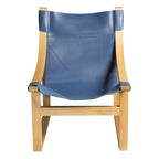 Fauteuil inclinable accent, cuir et chêne, pour 1 personne – naturel/bleu cobalt/noir