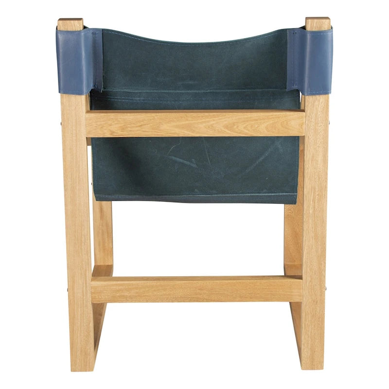 Fauteuil inclinable accent, cuir et chêne, pour 1 personne – naturel/bleu cobalt/noir