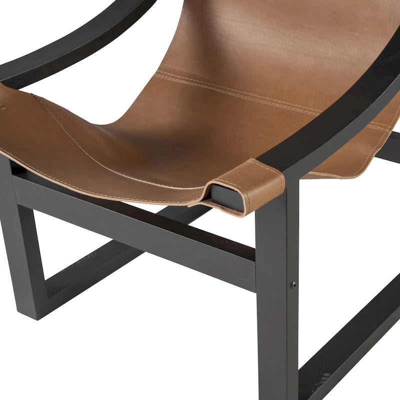 Fauteuil inclinable accent, cuir et chêne, pour 1 personne – naturel/bleu cobalt/noir