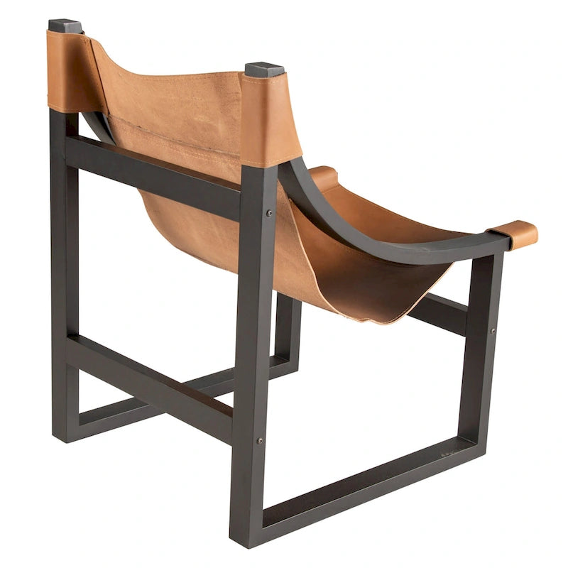 Fauteuil inclinable accent, cuir et chêne, pour 1 personne – naturel/bleu cobalt/noir
