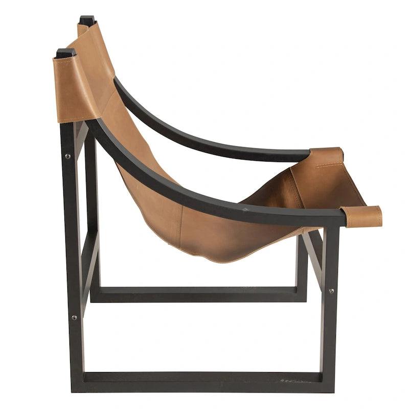 Fauteuil inclinable accent, cuir et chêne, pour 1 personne – naturel/bleu cobalt/noir