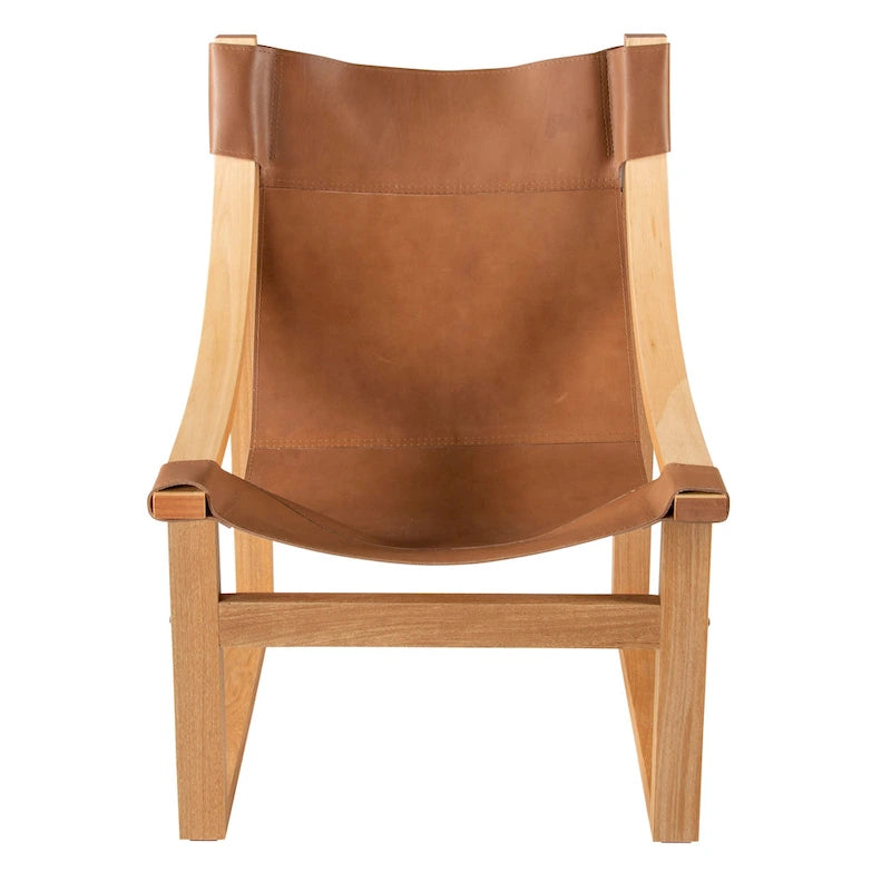 Fauteuil inclinable accent, cuir et chêne, pour 1 personne – naturel/bleu cobalt/noir