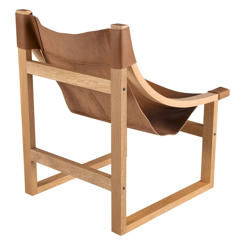 Fauteuil inclinable accent, cuir et chêne, pour 1 personne – naturel/bleu cobalt/noir