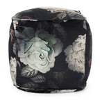 Pouf Cube Imprimé Floral — Noir / Gris, 1 place