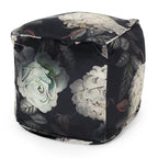Pouf Cube Imprimé Floral — Noir / Gris, 1 place