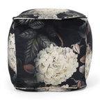 Pouf Cube Imprimé Floral — Noir / Gris, 1 place