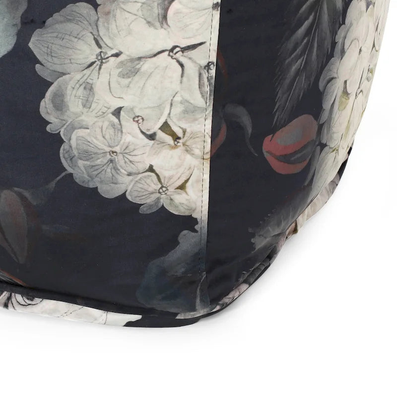 Pouf Cube Imprimé Floral — Noir / Gris, 1 place