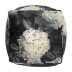 Pouf Cube Imprimé Floral — Noir / Gris, 1 place