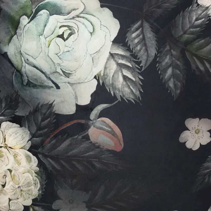Pouf Cube Imprimé Floral — Noir / Gris, 1 place