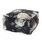 Pouf Cube Imprimé Floral — Noir / Gris, 1 place