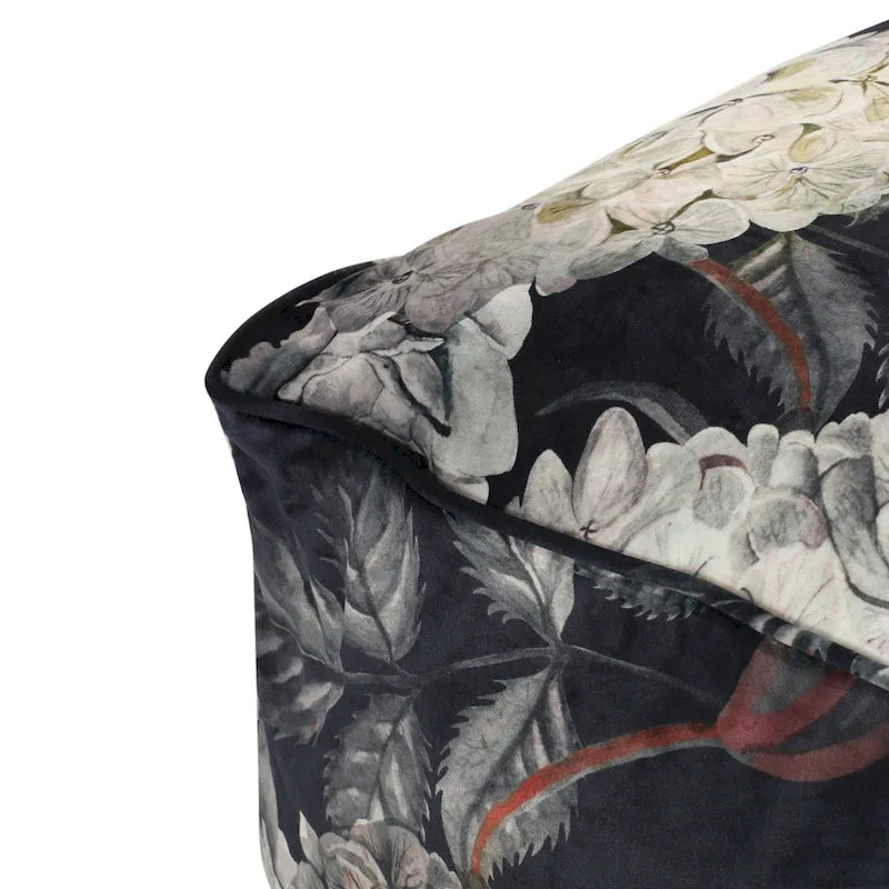 Pouf Cube Imprimé Floral — Noir / Gris, 1 place