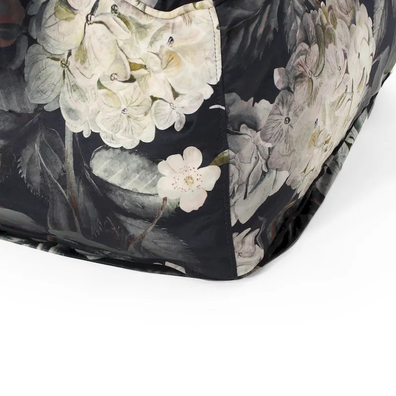 Pouf Cube Imprimé Floral — Noir / Gris, 1 place