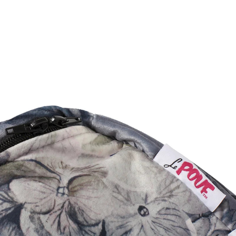 Pouf Cube Imprimé Floral — Noir / Gris, 1 place