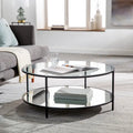 Table basse ronde en verre à 2 niveaux — Miroir / Marbre / Doré, 2 à 4 places