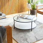 Alecsis Glass Round Coffee Table - 14H x 36W x 36D