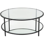 Table basse ronde en verre à 2 niveaux — Miroir / Marbre / Doré, 2 à 4 places