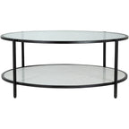 Table basse ronde en verre à 2 niveaux — Miroir / Marbre / Doré, 2 à 4 places