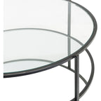 Table basse ronde en verre à 2 niveaux — Miroir / Marbre / Doré, 2 à 4 places