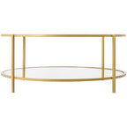 Table basse ronde en verre à 2 niveaux — Miroir / Marbre / Doré, 2 à 4 places