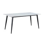 Table à manger en pierre frittée blanche avec base noire — 4 à 6 places