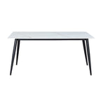 Table à manger en pierre frittée blanche avec base noire — 4 à 6 places
