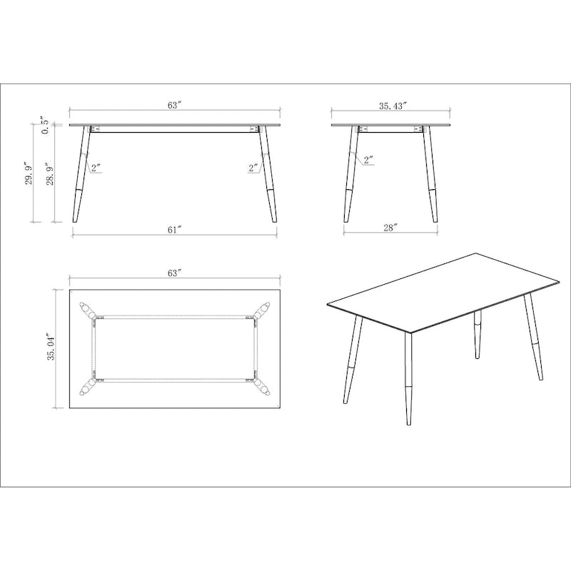 Table à manger en pierre frittée blanche avec base noire — 4 à 6 places