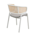 Chaise de salle à manger avec accoudoirs – Assise en velours et dossier en rotin, lot de 2 (Beige / Blanc / Noir / Gris)