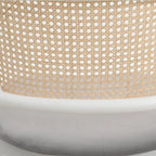Chaise de salle à manger avec accoudoirs – Assise en velours et dossier en rotin, lot de 2 (Beige / Blanc / Noir / Gris)