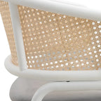 Chaise de salle à manger avec accoudoirs – Assise en velours et dossier en rotin, lot de 2 (Beige / Blanc / Noir / Gris)