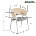 Chaise de salle à manger avec accoudoirs – Assise en velours et dossier en rotin, lot de 2 (Beige / Blanc / Noir / Gris)